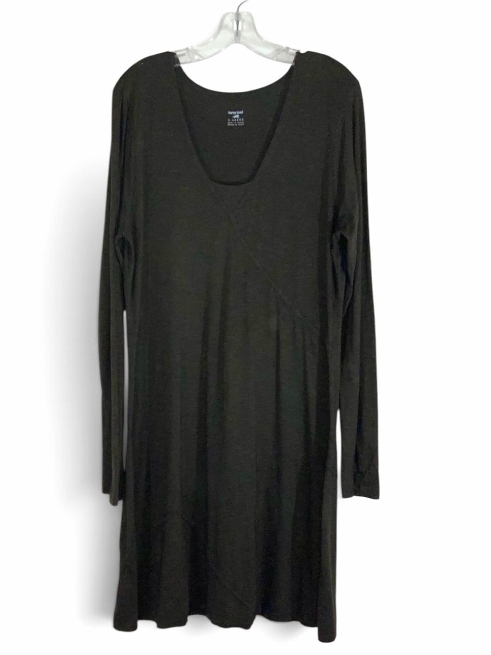 927 Horny Toad Brown Long Sleeve Scoop Neck Tencel Dress